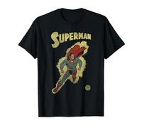 DC Comics Justice League Retro Superman Yellow T-Shirt, Herren, Schwarz, 3XL