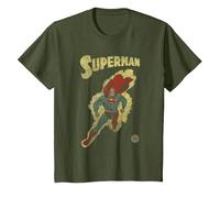 DC Comics Justice League Retro Superman Yellow T-Shirt, Kinder, Olivgrün, 128