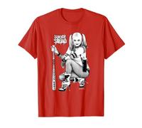 DC Comics Suicide Squad Harley Quinn Kneel T-Shirt, Unisex-Erwachsene, Rot, S