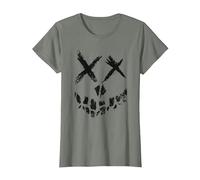 DC Comics Suicide Squad Skull Face T-Shirt, Damen, Heidekraut/Armeegrün, L