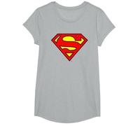 DC Comics Superman Logo Camiseta T-Shirt, Mädchen, Grau Meliert, L