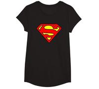 DC Comics Superman Logo Camiseta T-Shirt, Mädchen, Schwarz, XS