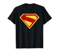 DC Comics Superman New Shield Logo T-Shirt, Schwarz, Unisex, Kurzarm, Klassische Passform, Klein