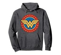 DC Comics Wonder Woman Circle Logo Pullover Hoodie, Unisex für Erwachsene, Anthrazit Meliert, S