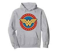 DC Comics Wonder Woman Circle Logo Pullover Hoodie, Unisex für Erwachsene, Grau Meliert, L