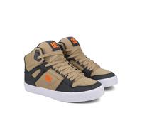 Sneaker DC SHOES "Pure High-Top", Gr. 9(42), grau, tan, orange, Leder-, Nubukleder- und/oder Wildlederobermaterial Mesh-Futter Mit Schaumstoff gepolsterte Zunge und Einstieg für mehr Komfort und Suppo