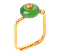 Dcaknri Natürliche Hetian Jade Fingerringe Schmuck Einzigartiger Und Verstellbarer Damen Party Finger Accessoire Auffälliger Quadratischer Natürlicher Hetian Jade Schmuck