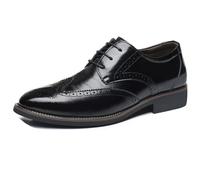 Dcbdx Brogue Schnürhalbschuhe Herren Freizeitschuhe Hochzeit Schuhe Business Lederschuhe Atmungsaktiv Formelle Schuhe,Schwarz,46 EU
