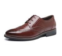 Dcbdx Brogue Schnürhalbschuhe Herren Freizeitschuhe Hochzeit Schuhe Business Lederschuhe Atmungsaktiv Formelle Schuhe,A Brown,48 EU