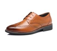 Dcbdx Brogue Schnürhalbschuhe Herren Freizeitschuhe Hochzeit Schuhe Business Lederschuhe Atmungsaktiv Formelle Schuhe,Gelb,44 EU