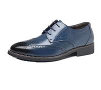Dcbdx Brogue Schnürhalbschuhe Herren Freizeitschuhe Hochzeit Schuhe Business Lederschuhe Atmungsaktiv Formelle Schuhe,Blau,47 EU