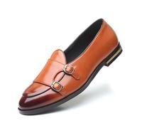 Dcbdx Double Monkstraps Herren Brogues Loafer Derby Oxfords Formale Abendschuhe Slip On Bequem Freizeitschuhe,Gelb,43 EU