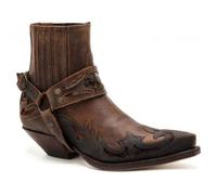 Dcbdx Herren Cowboy-Stiefelette Westernstiefel mit Westernabsatz Rutsch Blockabsatz Chelsea Stiefel Kleid Stiefelette,A Brown,44 EU