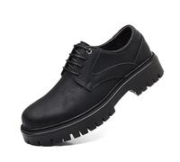 Dcbdx Herren Derby Schnürhalbschuhe Formelle Schuhe Aus Echtem Leder Oxford Hochzeit Schuhe Schnürschuh Lederschuhe,Schwarz,45 EU