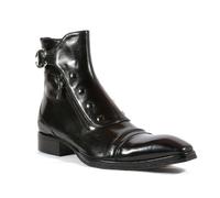 Dcbdx Herren Lederstiefel Reißverschluss Buckle Vintage Chelsea Stiefel Rutsch Chukka Stiefel Formell Abendschuhe,Schwarz,45 EU