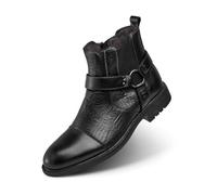Dcbdx Herren Vintage Chukka Chelsea mit Reißverschluss Leder chukkastiefel Klassische Chukka Boots Biker Freizeitschuhe,Schwarz,47 EU