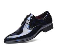 Dcbdx Shiny Floral Lackschuhe Herrenschuh Smokingschuhe Elegante Derby Schnürhalbschuhe Oxford Hochzeit Schuhe,Blau,49 EU