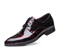 Dcbdx Shiny Floral Lackschuhe Herrenschuh Smokingschuhe Elegante Derby Schnürhalbschuhe Oxford Hochzeit Schuhe,Rot,50 EU