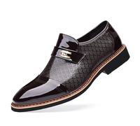 Dcbdx Shiny Lackschuhe Hochzeit Schuhe Atmungsaktiv Slip-on Klassischer Business Derby Oxford Anzugschuhe,Braun,53 EU