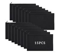 DCLOVERY 15 Stück leere DIY-Taschen aus Segeltuch mit Reißverschluss, Make-up-Tasche, 17,5 x 22,9 cm, große Kapazität, Mehrzweck-Kulturbeutel, Federmäppchen, tragbare Reise-Aufbewahrungstasche