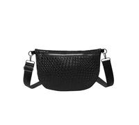 DCRYRPQES Crossbody Bag Gewebte Bauchtasche, Retro-Umhängetasche, Sling-Geldbörse mit verstellbarem PU-Ledergürtel, Bauchtasche, Brust Schultertasche(Black)
