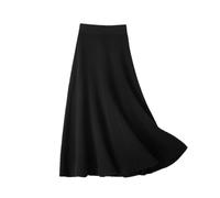 Dcvmvmn Damen Strickrock Kaschmir Merino Wollrock Lockerer Rock, Schwarz , S