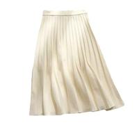 Dcvmvmn Damen Strickrock Midi Lang Faltenrock Warm Mittellang Hohe Taille Rock, beige, 40