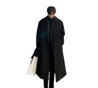 Dcvmvmn Herren Lose Mantel Herbst Einreihiger Warmer Mantel Langarm Wollmantel Black L