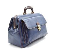 DD Firenze Arzttasche aus Echtem Leder - D&D0203 - zweifarbig - Made in Italy (Blu-Marrone)