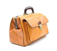 DD Firenze Arzttasche aus Echtem Leder - D&D0203 - zweifarbig - Made in Italy (Giallo-Marrone)