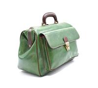 DD Firenze Arzttasche aus Echtem Leder - D&D0203 - zweifarbig - Made in Italy (Verde-Marrone)
