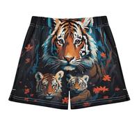 DDDIYEU Aquarell Malerei Cooler Tiger Mädchen Badeshorts,Boardshorts mit Schnell trocknendem Material Badehose für Kinder