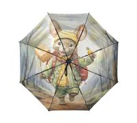 DDDIYEU Aquarell Wald KäNguru Automatikfunktion Winddichter Reise Regenschirm Kompakter Schirm Mit UPF 50+ Sonnenschutz Ideal für Jugendliche