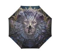 DDDIYEU Blauer Abstrakter KöNig Der LöWen Automatikfunktion Winddichter Reise Regenschirm Kompakter Schirm Mit UPF 50+ Sonnenschutz Ideal für Jugendliche