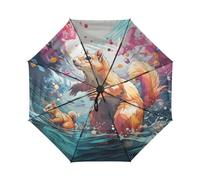DDDIYEU Bunte HöRnchen Meer Kunst Automatikfunktion Winddichter Reise Regenschirm Kompakter Schirm Mit UPF 50+ Sonnenschutz Ideal für Jugendliche