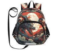 DDDIYEU Cooler Abgefeuerter Drache Lustiger Kleinkind Rucksack mit Ohren,Mini Schultertasche,Süßer Kinderrucksack
