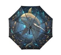 DDDIYEU Delphin Meer Kunst Automatikfunktion Winddichter Reise Regenschirm Kompakter Schirm Mit UPF 50+ Sonnenschutz Ideal für Jugendliche