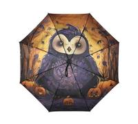 DDDIYEU Halloween KüRbis Wald Kunst Automatikfunktion Winddichter Reise Regenschirm Kompakter Schirm Mit UPF 50+ Sonnenschutz Ideal für Jugendliche