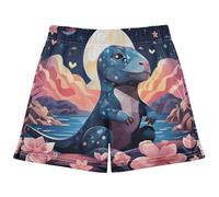 DDDIYEU Komodo Drache Mädchen Badeshorts,Boardshorts mit Schnell trocknendem Material Badehose für Kinder Kinder Karikatur