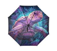 DDDIYEU Lila SchildkröTe Dunkle Meer Kunst Automatikfunktion Winddichter Reise Regenschirm Kompakter Schirm Mit UPF 50+ Sonnenschutz Ideal für Jugendliche