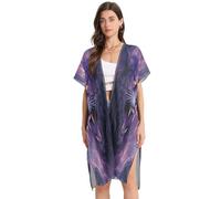 DDDIYEU Lila WüTender Tiger Damen Strandkleid,Lockerer Sommer Überwurf für Badeanzug Bademode