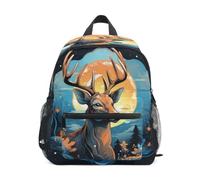DDDIYEU MajestäTische Hirsch Mondlicht Natur Kleinkind Rucksack Kinder Leichtgewicht Büchertasche Vorschule Schülerrucksack für 2-7 Jahre die Reise Mädchen Jungs