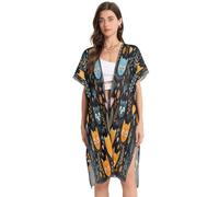 DDDIYEU Niedliche Tiger Muster Damen Strandkleid,Lockerer Sommer Überwurf für Badeanzug Bademode