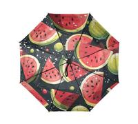 DDDIYEU Wassermelone Der Tropischen Frucht Automatikfunktion Winddichter Reise Regenschirm Kompakter Schirm Mit UPF 50+ Sonnenschutz Ideal für Jugendliche