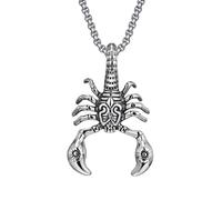 DDSAMMBO Edelstahl Halskette Wolf Löwe Adler Hai Anhänger Kette für Damen Herren Punk Schmuck (Skorpion)