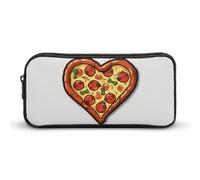 DDTKLSNV Federmäppchen mit Aufschrift "I Love Pizza" in Herzform, großes Fassungsvermögen, niedliches Federmäppchen, Make-up-Kosmetiktasche für Damen und Herren
