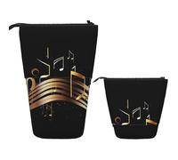 DDTKLSNV Teleskop-Federmäppchen, niedlicher Ständer, Federmäppchen, Pop-Up-Stifthalter, Novel-Musiknoten, Kosmetiktaschen, Schreibtisch-Schreibwaren-Etui für Bürobedarf, Schwarz , Einheitsgröße