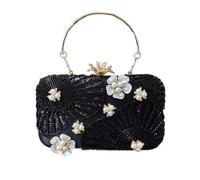 Ddujbtp Damen-Clutch-Geldbörse, glitzernde Pailletten, Abendtasche, elegante Handtasche mit abnehmbarem Kettenriemen für Braut, Hochzeit, Party, Abschlussball, Schwarz , Taschen-Organizer