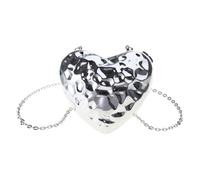 Ddujbtp Damen-Umhängetasche in Herzform, schöne Kuriertasche, Kettenriemen, Umhängetasche, Abend-Clutch, ästhetische Handtasche, silber, Taschen-Organizer