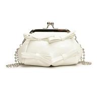 Ddujbtp Damen-Umhängetasche, modische Schleifen, Umhängetasche, Einkaufstasche, Kettenriemen, Kuriertasche, PU-Leder, Handtasche für Reisen, Arbeit, weiß, Taschen-Organizer